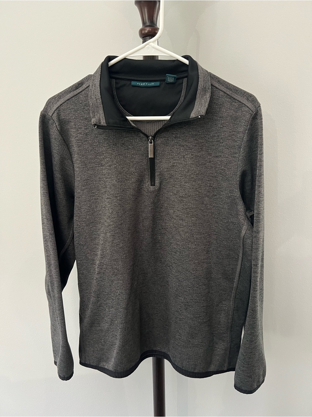 Perry Ellis Charcoal Gray Quarter-Zip Pullover